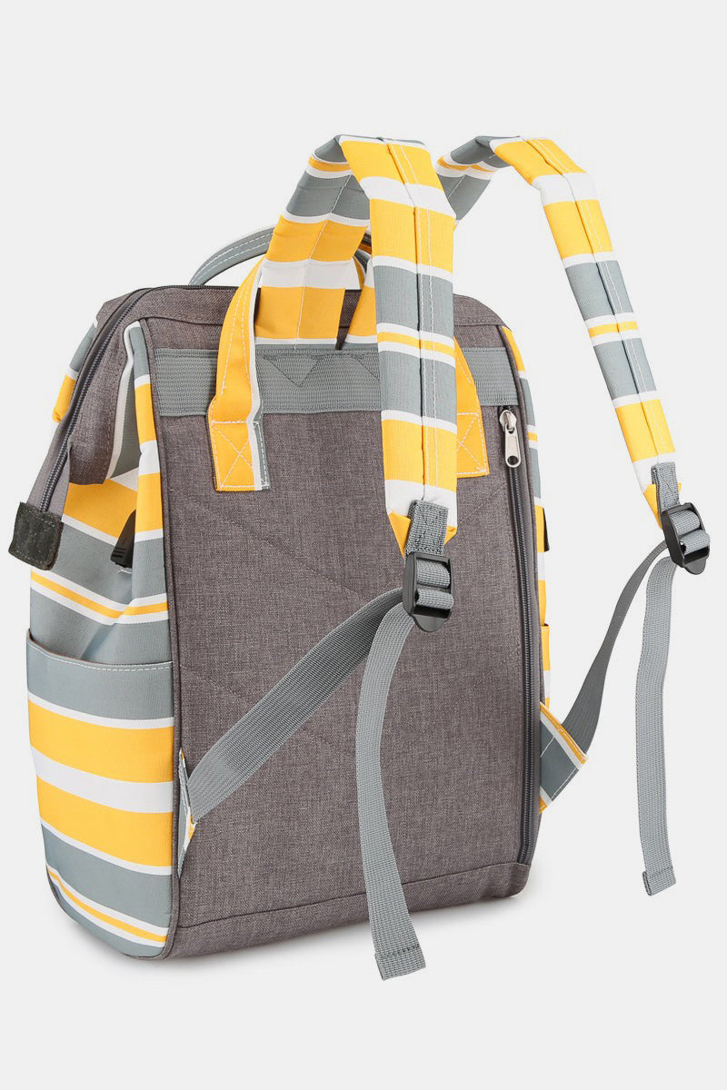 Stylish Himawari striped waterproof nylon backpack with side pockets, perfect for daily use and outdoor adventures.