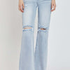 RISEN High Rise Distressed Wide Leg Jeans - Light