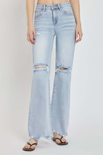 High Rise Distressed Wide Leg Jeans by Risen Jeans - Trendy denim with a flattering high waist and chic distressed detailing for a stylish look