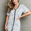 Quilted Quivers Button Down Sleepwear Dress - White