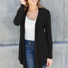 Open Front Long Sleeve Cardigan - Black