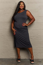 SEW IN LOVE Full Size For The Night Fitted Sleeveless Midi Dress in Black at Bella Road