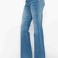 Side view of bytos Cat's Whiskers Mid Rise Bootcut Jeans in blue, showcasing a flattering fit and stylish bootcut design.