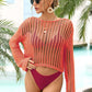 BELLA ROAD Long Sleeve Round Neck Openwork Cover-Up at Bella Road