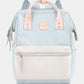 Light blue Himawari water-resistant canvas backpack with pink handles and side pockets, perfect for stylish adventures.