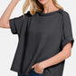 Ribbed Exposed Seam High-Low T-Shirt