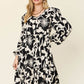 DOUBLE TAKE Full Size Printed Ruffle Hem Long Sleeve Dress at Bella Road