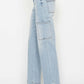 High waist straight cargo jeans by Judy Blue Jeans featuring multiple pockets and a flattering straight leg silhouette.