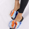 Plush Open-Toe Sandals - BLUE MULTI