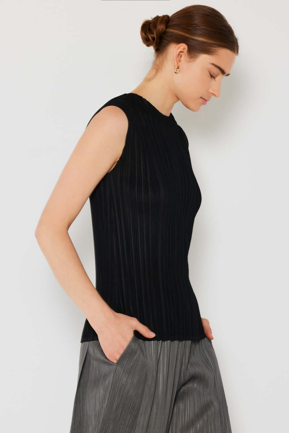 MARINA WEST SWIM Pleated Sleeveless Crewneck Tank at Bella Road