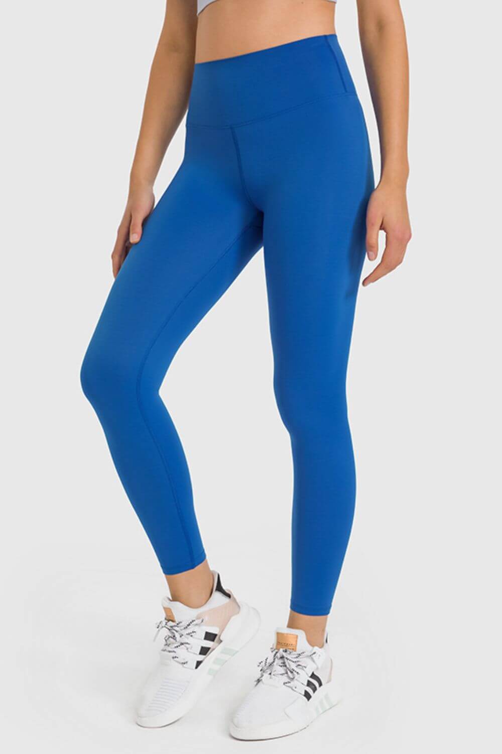 Blue Millennia High Waist Ankle-Length Yoga Leggings, perfect for stylish workout comfort and flexibility. Namaste!