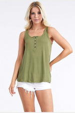 NINEXIS Square Neck Half Button Tank at Bella Road