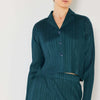 Pleated Cropped Button Up Shirt - Deep Green