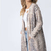 Animal Print Flannel Open Front Longline Cardigan - Taupe