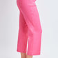 Woman wearing hot pink Mid-Rise Hyperstretch Cropped Straight Pants by YMI Jeans with white sandals