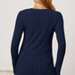 Ribbed V-Neck Long Sleeve T-Shirt