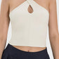 Stylish Millennia Crisscross Grecian Neck Active Cami in light color, perfect for workouts and gym fashion.