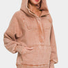 Zenana Acid Wash Fleece Kangaroo Hoodie - Rust