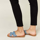 FOREVER LINK Raw Trim Denim H-Band Flat Sandals at Bella Road