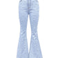 Bella Road light wash bootcut jeans with pearl trim and pockets, perfect for a chic casual look.