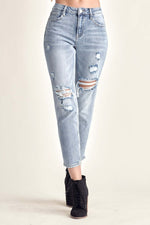 Risen Jeans distressed slim cropped jeans with edgy detailing and flattering fit