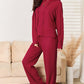 Ribbed Drawstring Hooded Top and Straight Pants Set