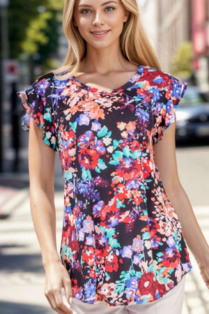 HEIMISH Ruffle Sleeve Floral Top at Bella Road