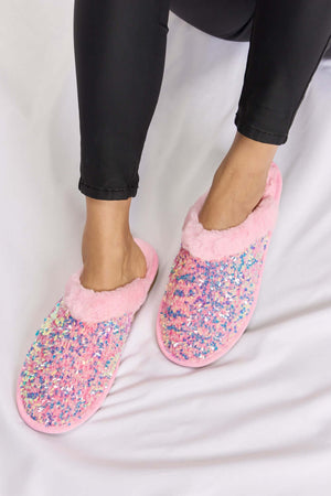 FOREVER LINK Sequin Plush Round Toe Slippers at Bella Road