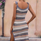 BELLA ROAD Striped Tie Shoulder Split Cover Up Dress at Bella Road