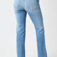 Back view of high waist straight leg Judy Blue Jeans, showcasing flattering silhouette and classic design.