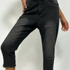 Bella Road Raw Hem Denim Capris - Gray