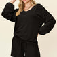 DOUBLE TAKE Full Size Texture V-Neck Long Sleeve T-Shirt and Shorts Set at Bella Road