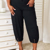 Double Take Decorative Button Cropped Pants - Black