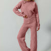 Double Take Full Size Checkered Round Neck Top and Pants Set - Pink