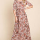 BOMBOM Printed Shirred Maxi Dress at Bella Road