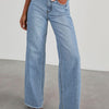 Bella Road Raw Hem Wide Leg Jeans with Pockets - Light