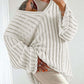 Stylish Bella Road V-Neck Long Sleeve Sweater in white, perfect for cozy fall fashion.