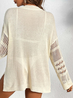 BELLA ROAD Cutout Notched Long Sleeve Cover-Up at Bella Road