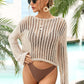 BELLA ROAD Long Sleeve Round Neck Openwork Cover-Up at Bella Road