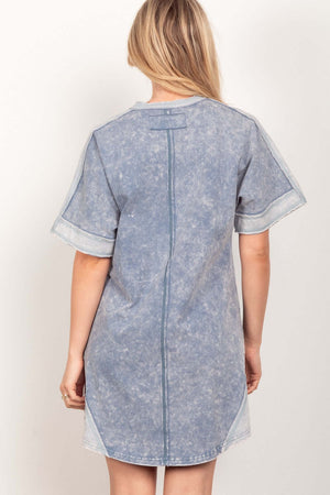 VERY J Short Sleeve V-Neck Tee Dress at Bella Road