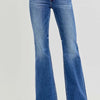 RISEN Full Size Low Rise Flare Jeans with Pockets - Dark