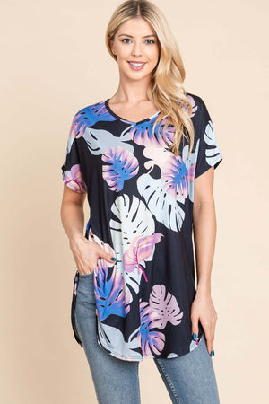 BOMBOM Printed Round Neck Short Sleeve T-Shirt at Bella Road