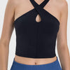 Millennia Crisscross Grecian Neck Active Cami - Black