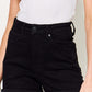 High Waist Tummy Control Cuffed Denim Shorts by Judy Blue Jeans in black, perfect for summer with a stylish hem and slimming effect.