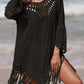 Cutout Fringe Scoop Neck Cover-Up