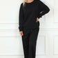 DOUBLE TAKE Full Size Textured Long Sleeve Top and Drawstring Pants Set at Bella Road