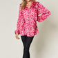 DOUBLE TAKE Full Size Printed Ruffle Trim Balloon Sleeve Shirt at Bella Road