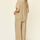 DOUBLE TAKE Full Size Texture Round Neck Short Sleeve T-Shirt and Wide Leg Pants at Bella Road