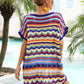 BELLA ROAD Rainbow Stripe Scalloped V-Neck Cover-Up Dress at Bella Road