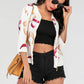 Printed Zip-Up Three-Quarter Sleeve Bomber Jacket